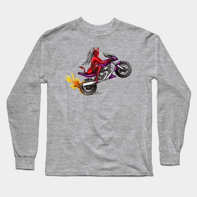 Devil Biker Long Sleeve T-Shirt by Funky Aviation